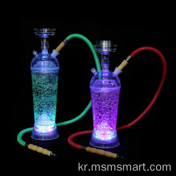 Customnewest 디자인 led shisha 주머니 플라스틱 미니 물 담뱃대